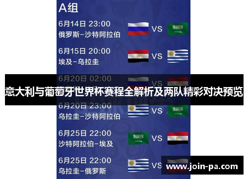 意大利与葡萄牙世界杯赛程全解析及两队精彩对决预览